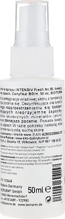 Itensive Fresh Deodorant Spray - Bioturm Silber-Deo Intensiv Fresh Spray No.86 — photo N2