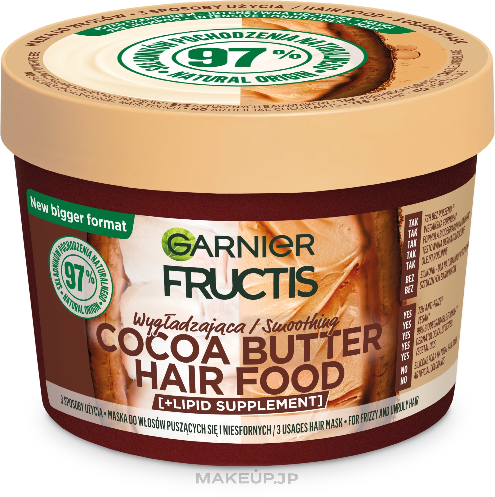 Smoothing Mask for Frizzy & Unruly Hair - Garnier Fructis Cocoa Butter Hair Food Smoothing — photo 400 ml