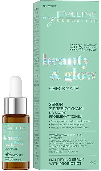 Prebiotic Serum for Problem Skin - Eveline Cosmetics Beauty & Glow Checkmate! Serum — photo N1
