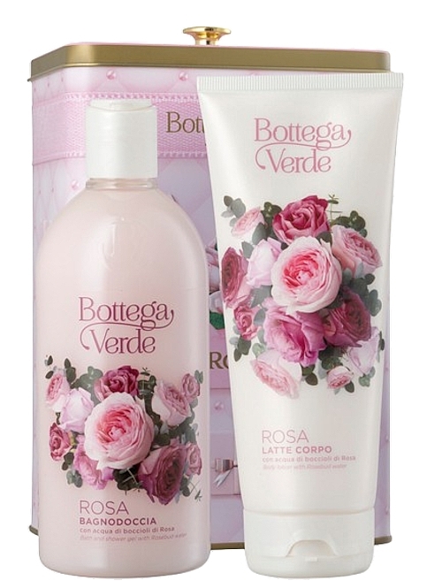 Bottega Verde Rosa - Set (sh/gel/400ml+b/lot/200ml+metal/box/1pc) — photo N1