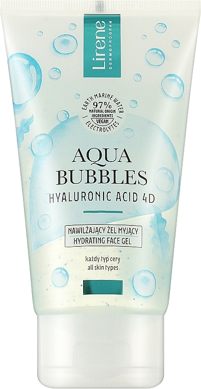 Moisturizing Face Gel - Lirene Aqua Bubbles Hyaluronic Acid 4D Moisturizing Washing Gel — photo N1