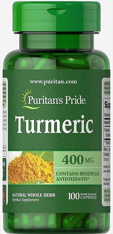 Supplement 'Turmeric' 400 mg - Puritan's Pride Turmeric 400 mg Capsules — photo N1