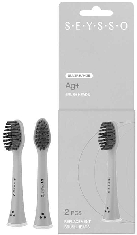 Silver Ion Sonic Toothbrush Heads, 2 pcs. - SEYSSO Silver Range Ag+ Replacement Brush Heads — photo N1