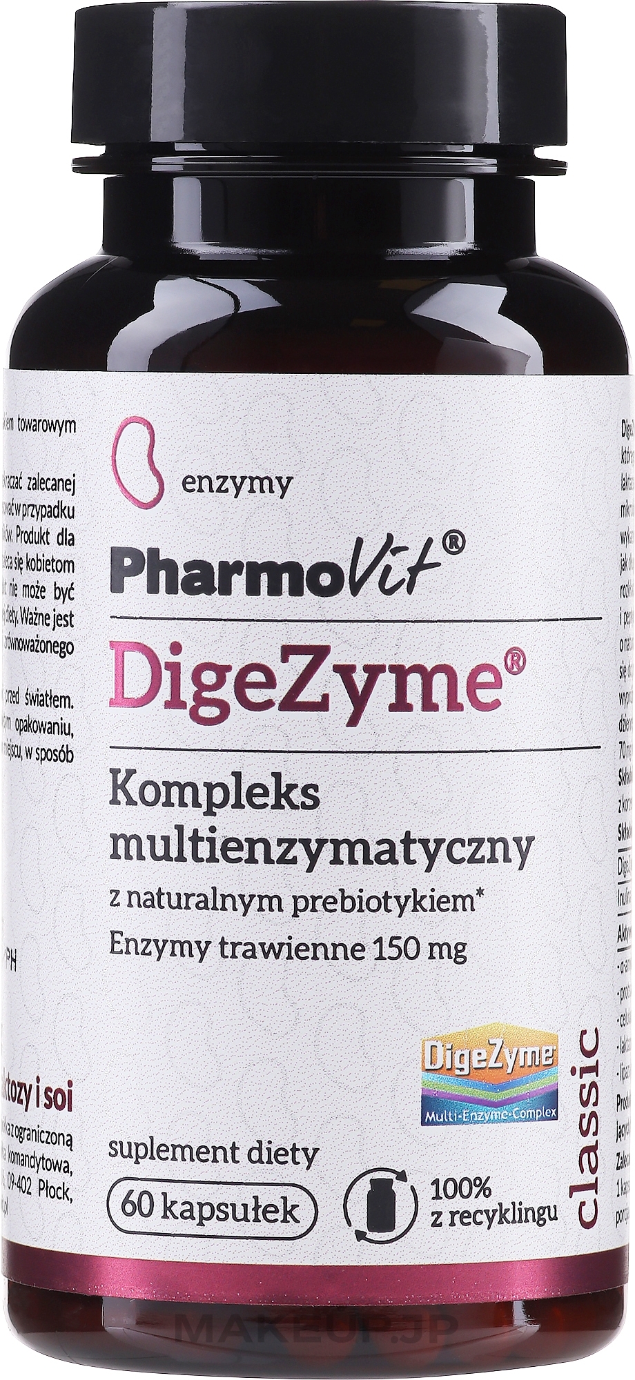 Multi-Enzyme Complex with Natural Prebiotic, 150 mg - Pharmovit Classic DigeZyme — photo 60 szt.