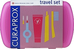 Fragrances, Perfumes, Cosmetics Oral Hygiene Travel Kit, pink - Curaprox Be You (tbr/1szt + paste/10ml + 2xbrush/1szt + acc + bag)