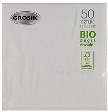 Two-Layer Paper Tissues, 33 x 33 cm, white, 50 pcs - Grosik — photo N2