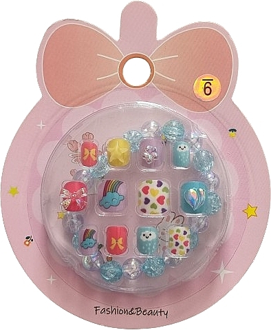 Self-Adhesive False Nails for Kids with Bracelet, 940 - Deni Tipsy Kids Card — photo N1