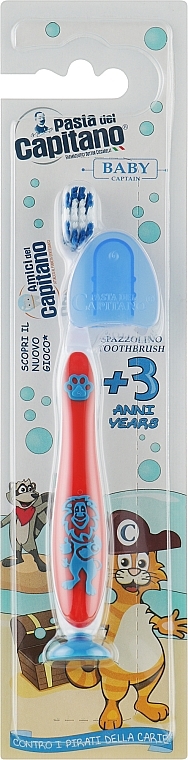 Kids Toothbrush 3+, soft, red with lion - Pasta Del Capitano — photo N1