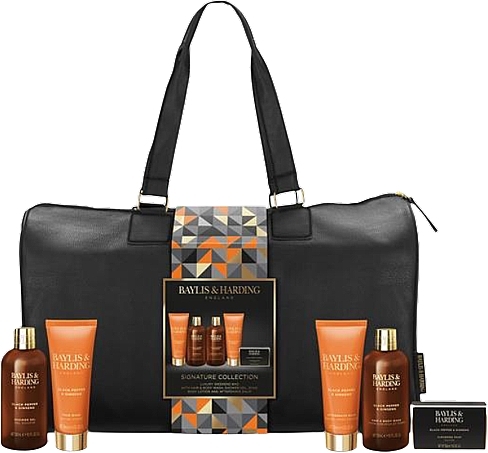 Set, 6 products - Baylis & Harding Black Pepper & Ginseng Luxury Travel Bag Gift Set — photo N1