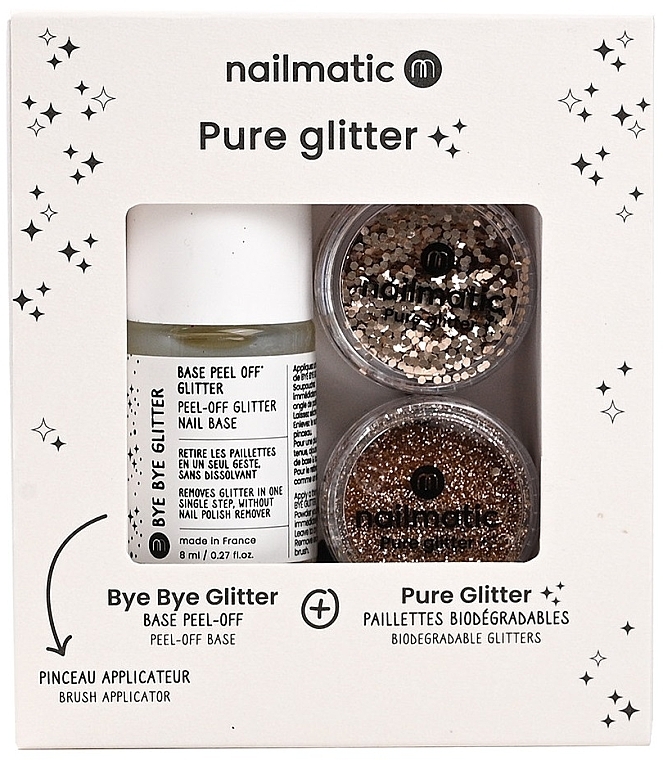 Set - Nailmatic Pure Glitter Gold Glitter (base/8ml + glitter/2pcs + brush) — photo N1