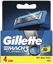 Shaving Cartridges, 4 pcs. - Gillette Mach 3 Turbo 3D — photo N1