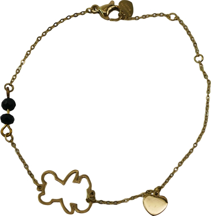 Women Bracelet, stones, teddy bear and heart, gold - Lolita Accessoires — photo N1