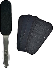 Fragrances, Perfumes, Cosmetics Metal Pedicure File with Removable Files 80/180, black - Tufi Profi Premium