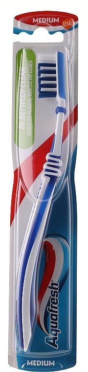 Toothbrush, white-dark blue - Aquafresh In-beetwen Clean Medium — photo N1