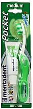 Fragrances, Perfumes, Cosmetics Travel Set, green - Mentadent Pocket (toothpaste/16ml + toothbrush/1pc)