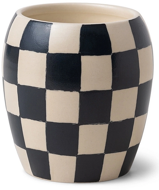 Scented Candle 'Black Fig & Olive', black - Paddywax Checkered Porcelain Candle Black Fig & Olive — photo N1