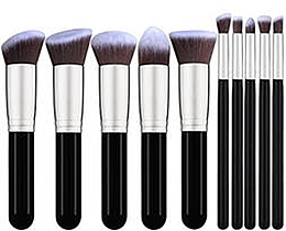 Fragrances, Perfumes, Cosmetics Makeup Brush Set, 10 pcs - Fascination Black & Grey Complexion & Eyes