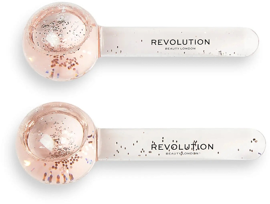 Face Massager - Makeup Revolution Beauty Pink Glitter Ice Globes — photo N1