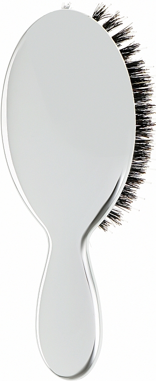 Hair Brush with Natural Bristles, small, silver - Janeke Silver Hairbrush — photo N2