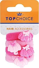 Hair Ties 21831, 4 pcs, pink with umbrellas - Top Choice — photo N1