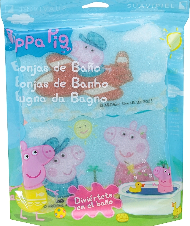 Bath Sponge Set 'Peppa Pig', 3 pcs, air travel, pink - Suavipiel Peppa Pig Bath Sponge — photo N1