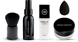 Fragrances, Perfumes, Cosmetics Set - Hailey Beauty Perfect Complexion Beauty Pack (found/30ml + powder/10ml + spray/50ml + blender/1pc + brush/1pc)