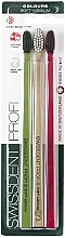 Medium-Soft Toothbrush Set, green+golden+fuchsia - Swissdent Profi Colours Soft Medium Trio — photo N1