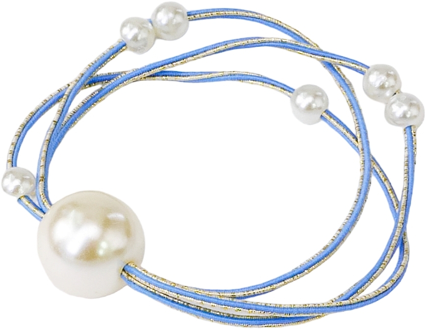 Hair Tie with Pearl, blue - Lolita Accessories — photo N1