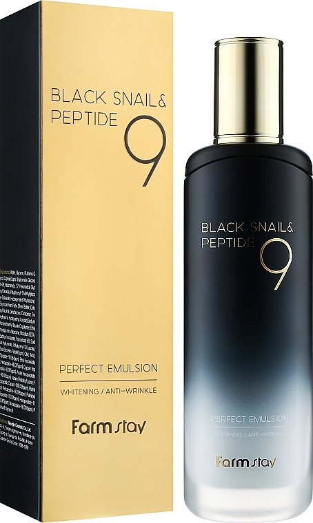 Emulsion with Black Snail Mucin and Peptides - FarmStay Black Snail & Peptide9 Perfect Emulsion — photo N2