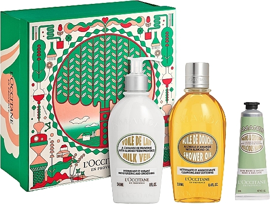 Set - L'Occitane Almond (b/milk/240ml + sh/oil/250ml + h/cr/30ml) — photo N1