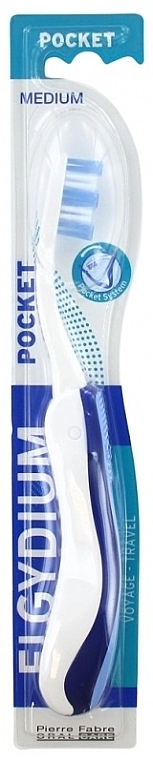 Travel Toothbrush, medium, blue - Elgydium Pocket Medium Toothbrush — photo N1