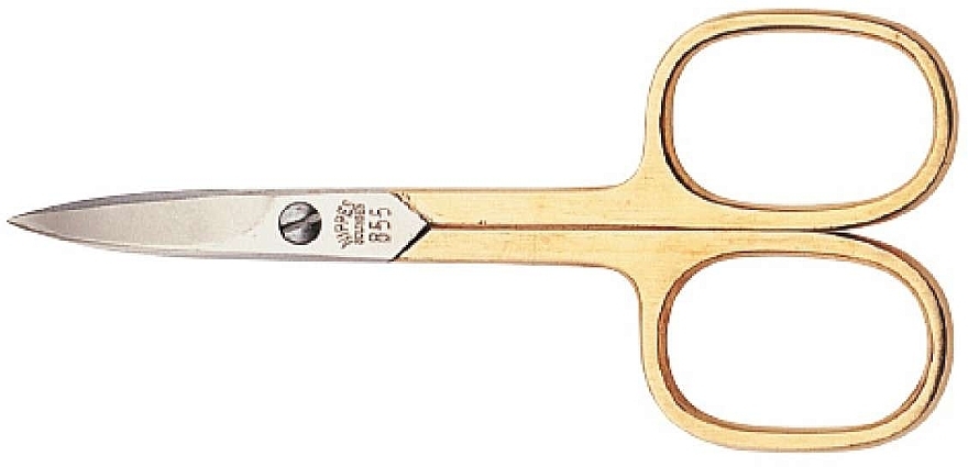 Curved Nail Scissors, gold-plated, 9 cm - Nippes Solingen Manicure Scissors N855 — photo N1