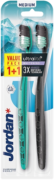 Toothbrush Set, medium, 2 pcs - Jordan Ultralite Whitening Medium Toothbrush — photo N1