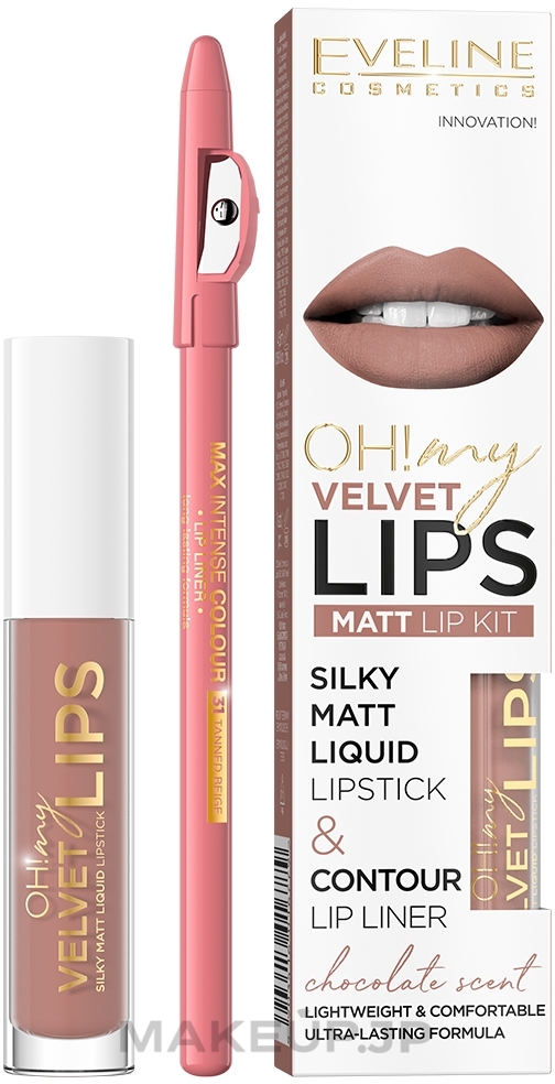 Set - Eveline Cosmetics Oh! My Velvet Lips (lipstick/4.5/g + l/pencil/1/g) — photo 11