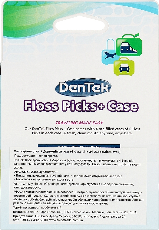 Floss Toothpick Set + 4 Travel Cases - Dentek Moulthwash Blast — photo N2