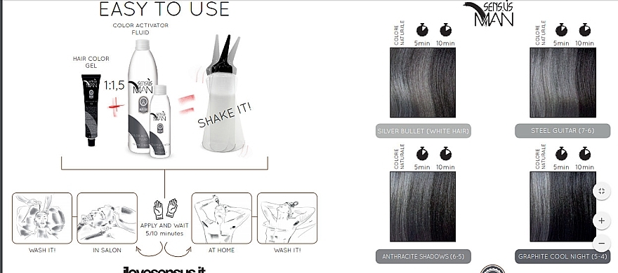 Men Hair Color Gel - Sensus Man Hair Color Gel — photo N3