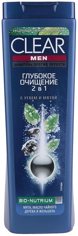 Men Anti-Dandruff Shampoo 2in1 with Charcoal & Mint "Deep Cleansing" - Clear Vita Abe — photo N1