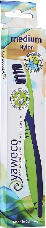 Medium Hard Toothbrush, green-blue - Yaweco Toothbrush Nylon Medium — photo N1