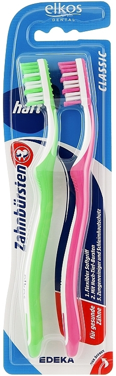 Medium Toothbrush "Classic", pink+green - Elkos Dental — photo N2