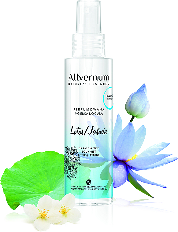 Scented Body Spray "Lotus and Jasmine" - Allverne Nature's Essences Body Mist — photo N1