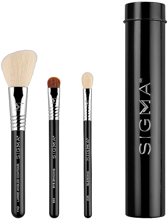 Makeup Brush Set in Case, black, 3 pcs - Sigma Beauty Essential Trio Brush Set — photo N3