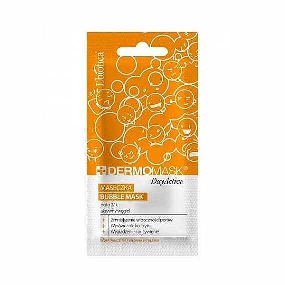 Day Face Mask 'Gold & Charcoal' - L'biotica Dermomask Day Active Gold+Coal Bubble Mask — photo N2