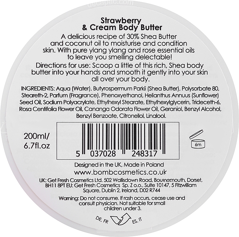 Strawberry & Cream Body Butter - Bomb Cosmetics Strawberry & Cream Body Butter — photo N3