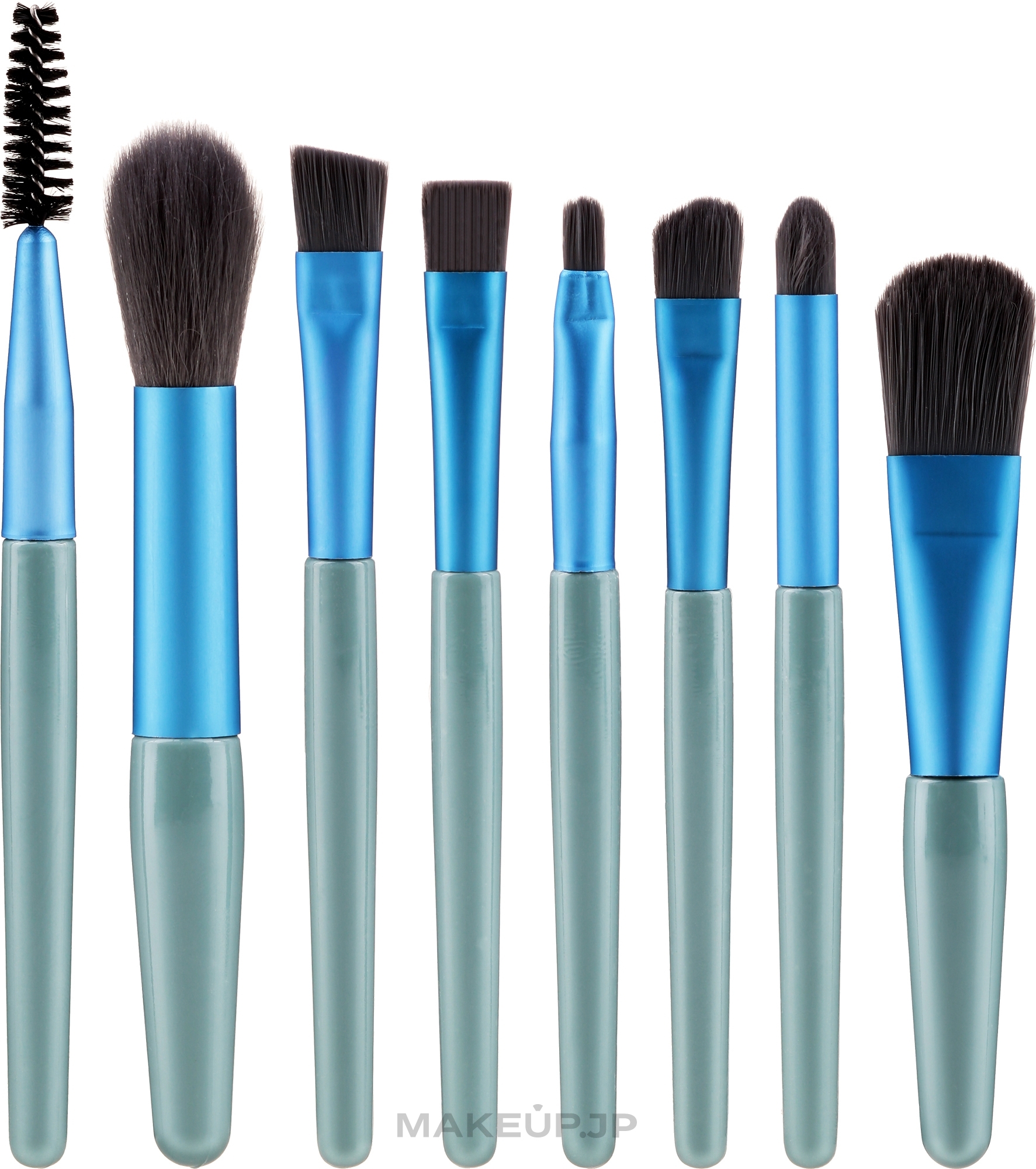 Makeup Brush Kit in a Case, 8 pcs, grey-blue - Lewer — photo 8 szt.