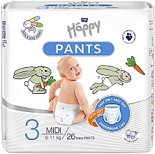 Fragrances, Perfumes, Cosmetics Midi Baby Diapers-Panties 6-11 kg, size 3, 26 pcs. - Bella Baby Happy Pants