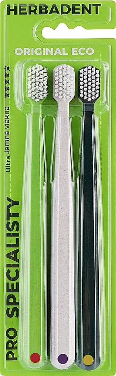 Ultra-Soft Toothbrush, in ECO package, 3 pcs - Herbadent Toothbrush — photo N1