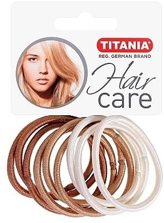 Hair Ties, elastic, 4 mm, 9 pcs, light brown - Titania — photo N1