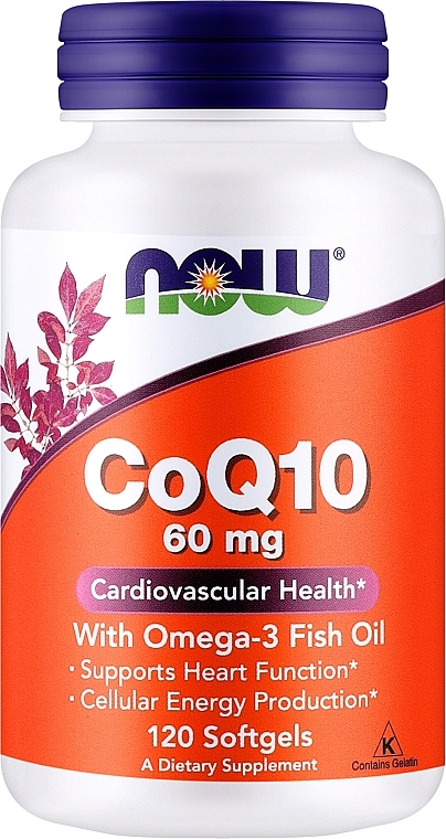 Coenzyme Q10, 60 mg, 120 softgels - Now Foods CoQ10 With Omega-3 — photo N1