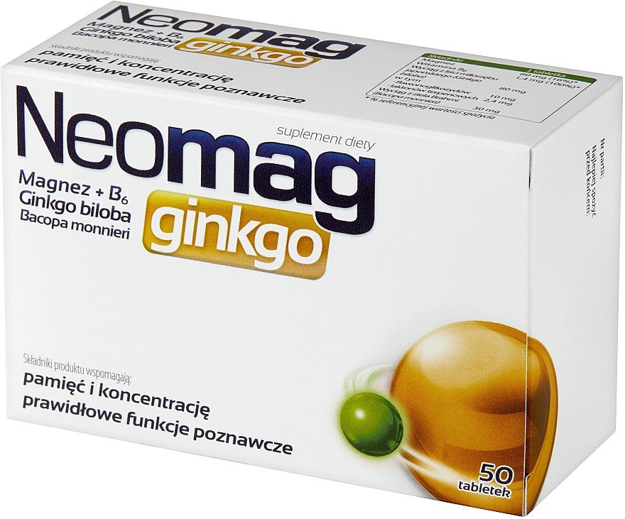 Dietary Supplement Tablets - Aflofarm Neomag Ginkgo — photo N1