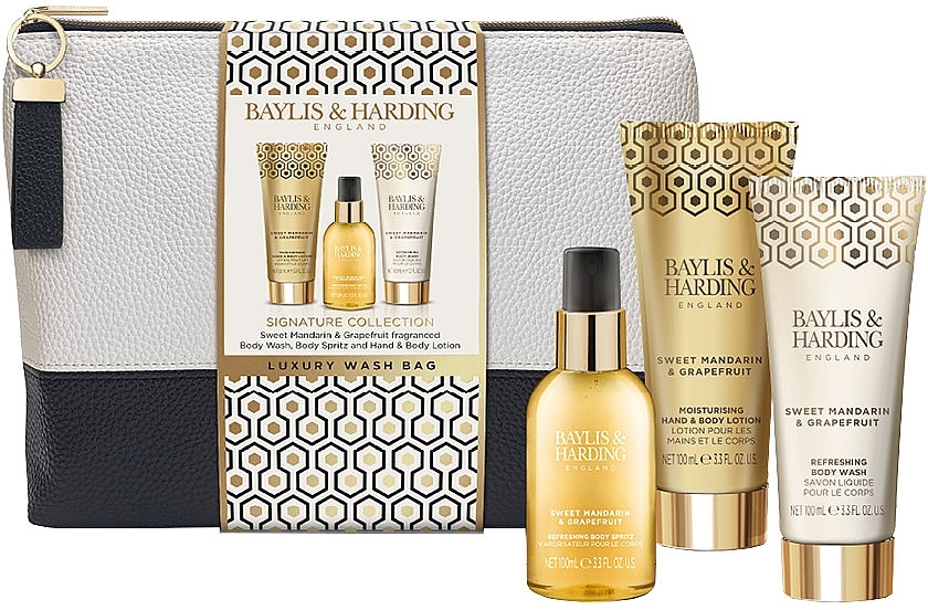 Set - Baylis & Harding Sweet Mandarin & Grapefruit Luxury Wash Bag Gift Set (sh/gel/100ml + b/lot/100ml + b/mist/100ml + bag) — photo N1